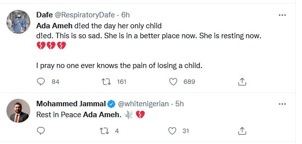 Nigerians express shock over news of Nollywood actress, Ada Ameh