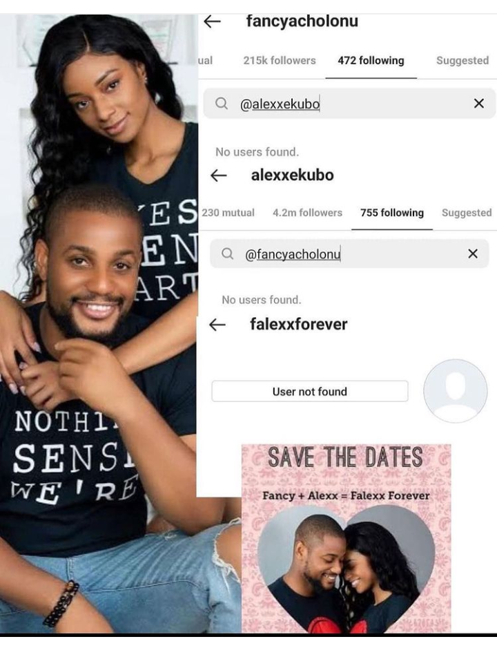 Fancy Acholonu unfollows, deletes all of Ekubo's photos on her Instagram page⁣