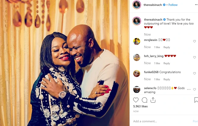 Sinach Thanks Her Fans for Their Well-Wishes As She Shares Loved Up Photo with Her Husband