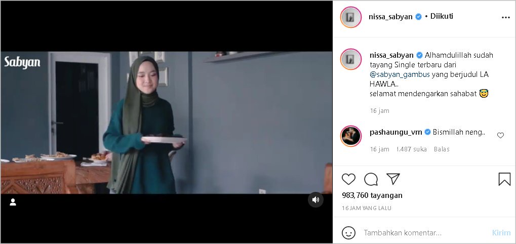 Nissa Sabyan Muncul Lagi Promosi Single Terbaru ‘La Hawla’, Komentar Pasha Ungu Diserbu