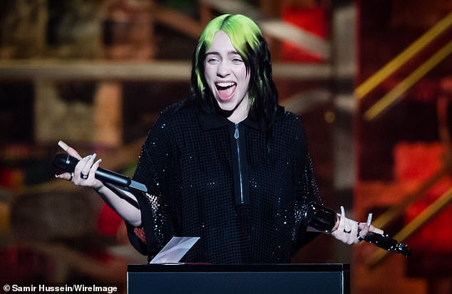 Fangirling: 'Omg,' wrote Billie in the comment section of the post that has since garnered nearly 1.5million likes; Billie pictured in February