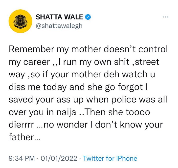  My mother doesn?t control my career, I run my own shit - Shatta Wale replies Burna Boy.