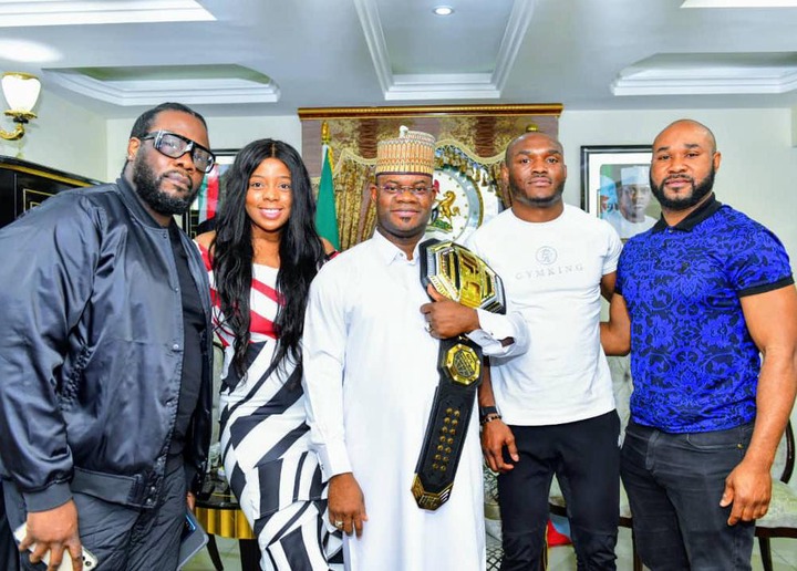 Nigerian UFC star, Kamaru Usman meets Governor Yahaya Bello (Photos)