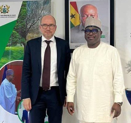 Mr Issifu (right), with Ambassador Heissel after the meeting