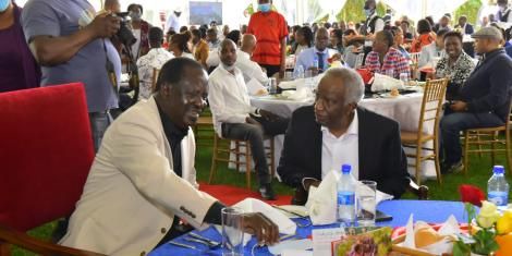 ODM leader Raila Odinga and MKF Chairman Peter Munga in Nairobi on Wednesday, December 8, 2021.