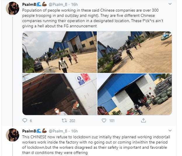 Coronavirus; Chinese Company closed down in Ogun State after its owner refused to comply with ban on large gathering (videos)
