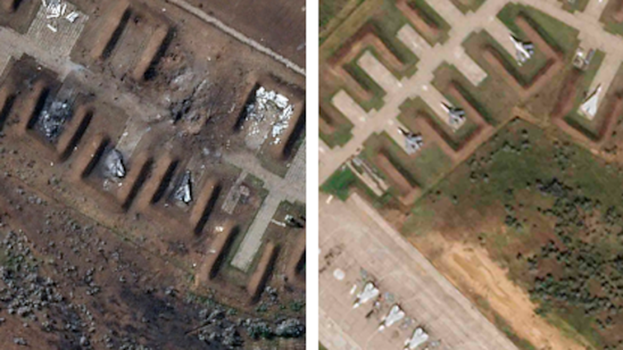 Angriff auf Russen-Stützpunkt - Satellitenbilder zeigen Zerstörung