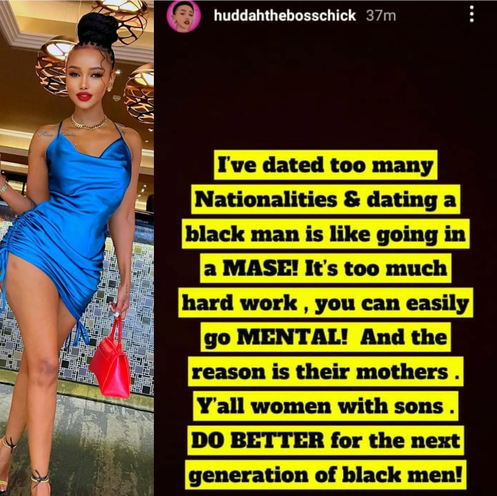 I've dated too many men, but dating a black man can make you go mental - Huddah Monroe