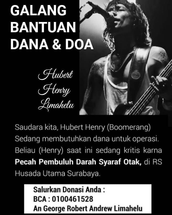 Penggalangan dana untuk operasi Hubert Henry yang mengalami pecah pembuluh darah syaraf otak. [Instagram]