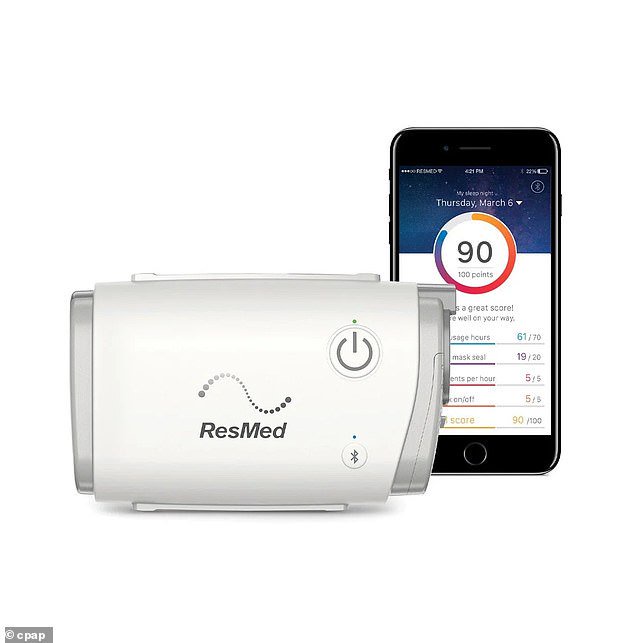 The ResMed AirMini pairs with the AirMini by ResMed app, allowing users to track their sleep therapy and adjust supported settings directly from their smartphone.