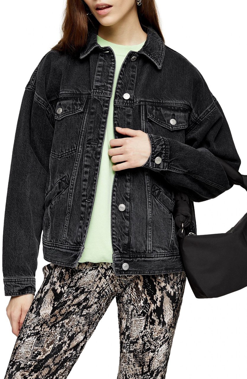 topshop oversized denim jacket black