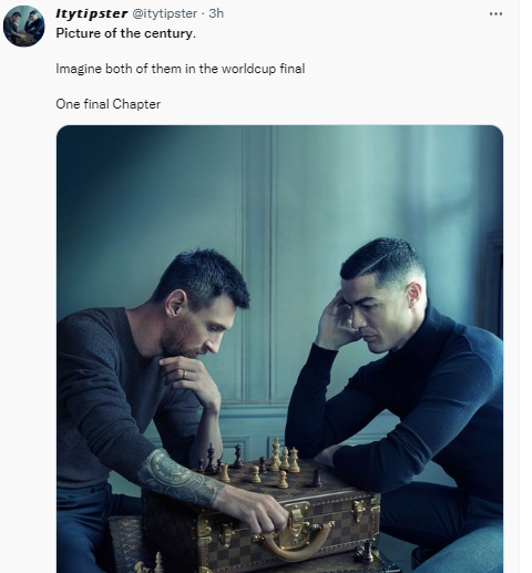 Fans all say same thing Cristiano Ronaldo and Lionel Messi play CHESS on Louis  Vuitton suitcase ahead of World Cup 2022