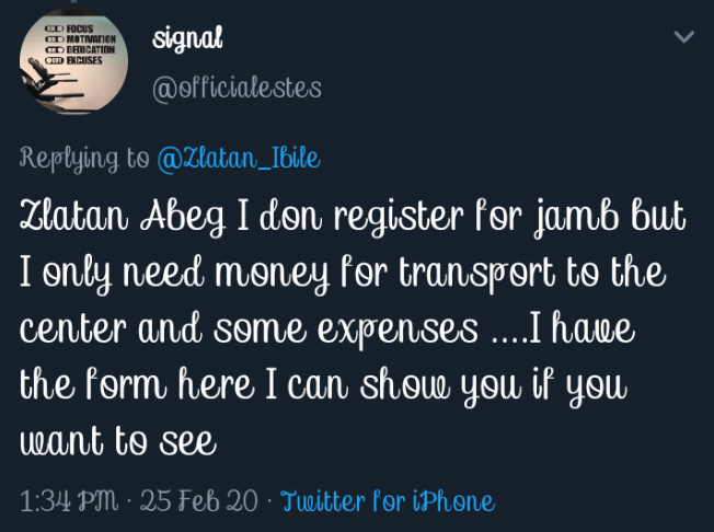 See the Reply Zlatan Gave to a Fan Who Begged Him For Transport Fare To Write Jamb