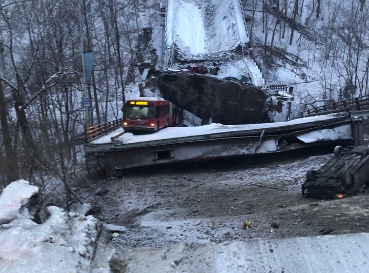 10 people injured after snow-covered bridge collapses in Pittsburgh  (photos)