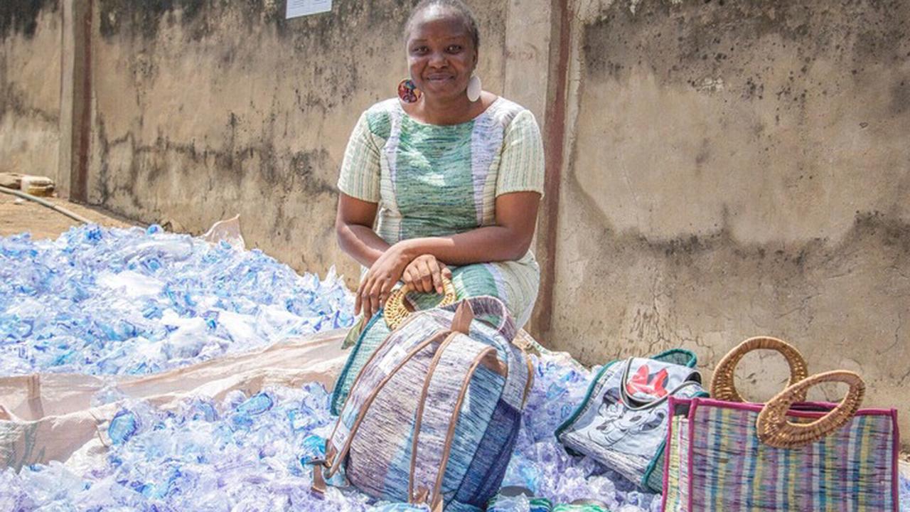 After Using Sachet Water Nylons To Make Bags, Shoes And Dresses, See How This Lady Became Popular