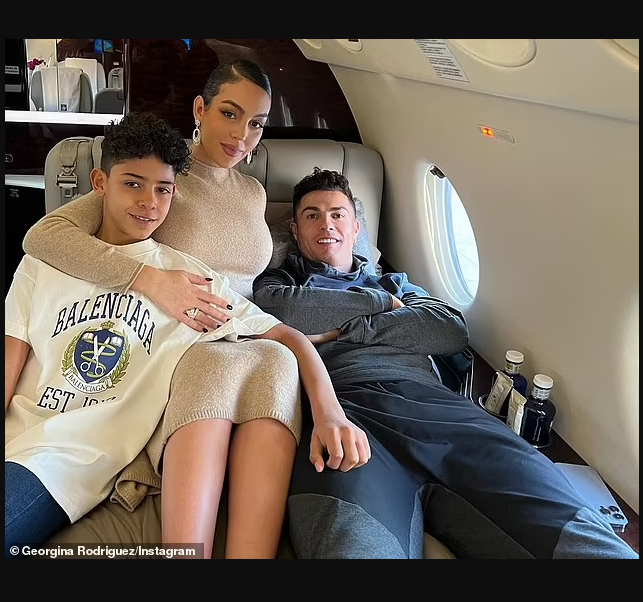 Pregnant Georgina Rodriguez shares adorable family photos with Cristiano Ronaldo and his son in private jet after attending the Best FIFA Football Awards 2021