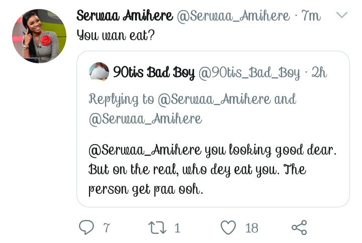 "You Wan Eat?" - Serwaa Amihere Surprises Twitter User