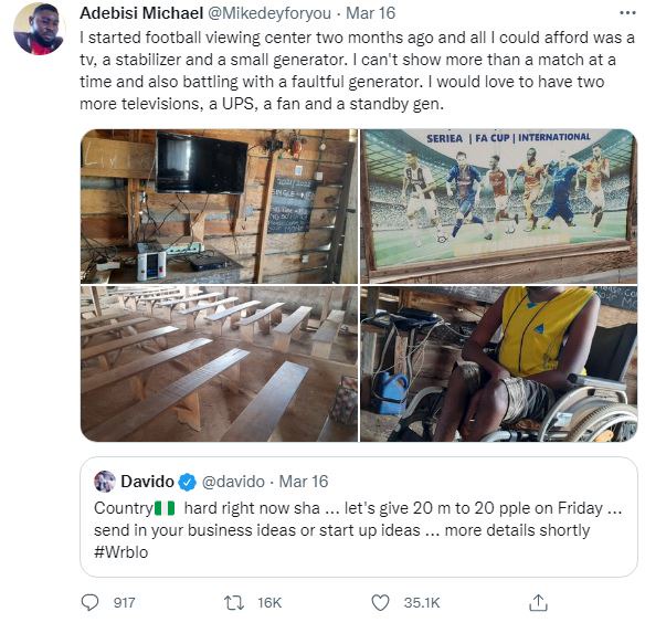 "The tweet I wrote to Davido transformed my life" - Michael Adebisi shares his story
