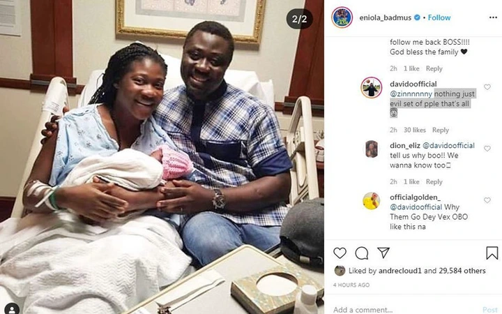 Davido says Mercy Johnson and her husband are wicked people [Instagram/EniolaBadmus]