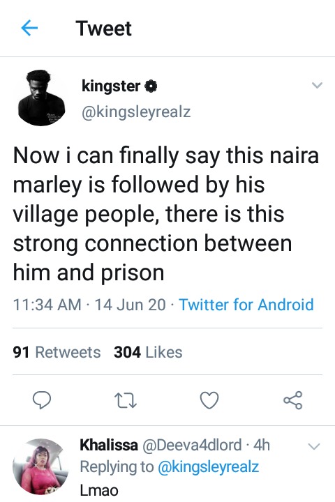 there is strong connection between naira marley and prison- twitter user - bdafb6a0daa6331baf7620086ef6f089 quality uhq resize 720 - There Is Strong Connection Between Naira Marley And Prison- Twitter User