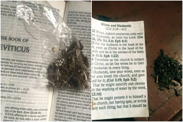 Woman rips off part of the bible asking wives to be submissive, uses it to smoke weed lailasnews