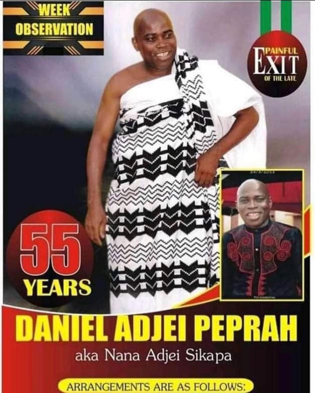 Date For One Week Commemoration Of The Late Nana Adjei Sikapa Pops