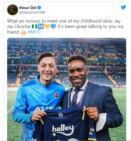 'What an honour meeting one of my childhood idols' - Former Arsenal star Ozil celebrates meeting Jay Jay Okocha at Fenerbahce