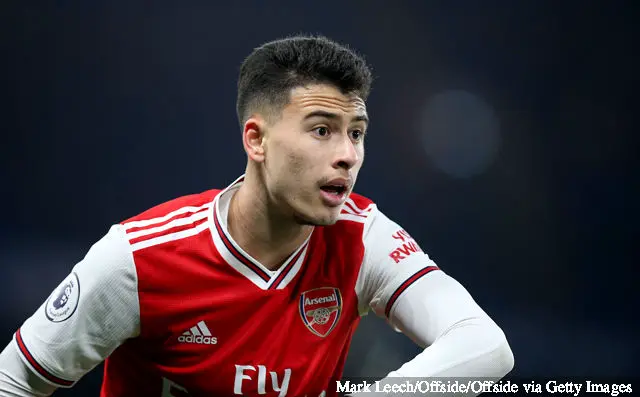 Gabriel Martinelli of Arsenal during the Premier League match between Chelsea FC and Arsenal FC at Stamford Bridge on January 21, 2020 in London, United Kingdom. Gabriel Martinelli of Arsenal during the Premier League match between Chelsea FC and Arsenal FC at Stamford Bridge on January 21, 2020 in London, United Kingdom.
