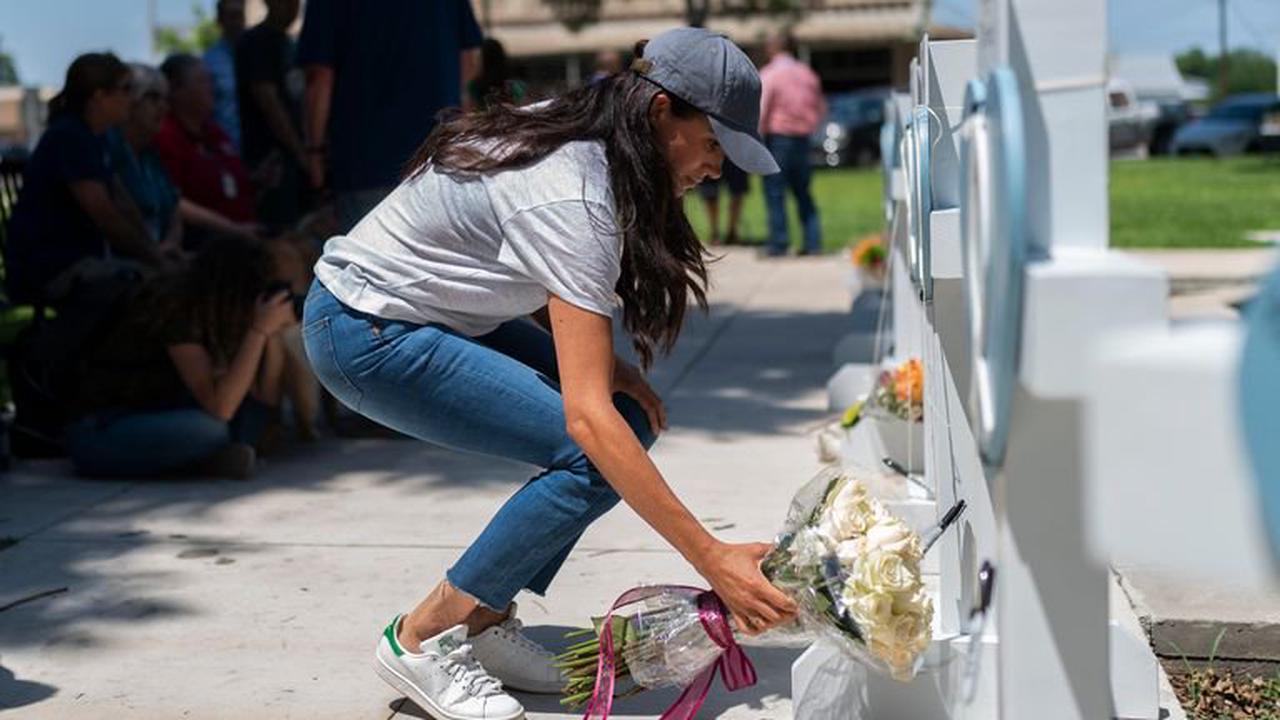 Texas school shooting: Duchess of Sussex lays flowers at site of massacre