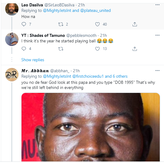 The  rate at which you people lie, the devil will be jealous - Nigerians react as local club, Mighty Jets claim their goalkeeper was born in 1995 