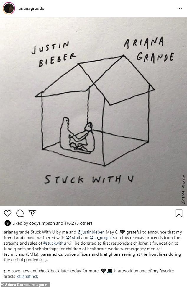 For a cause: The 26-year-old singers, who share a manager in Scooter Braun, announced this Friday that their song Stuck With U will be released on May 8