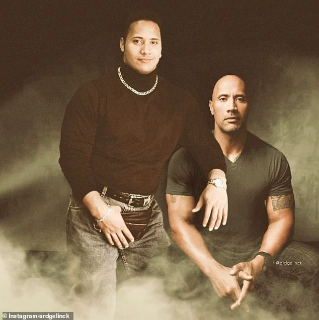 We can only assume the recent Dwayne Johnson is sitting there regretting his fashion style, which features high-waisted jeans, a turtleneck and bold gold chain