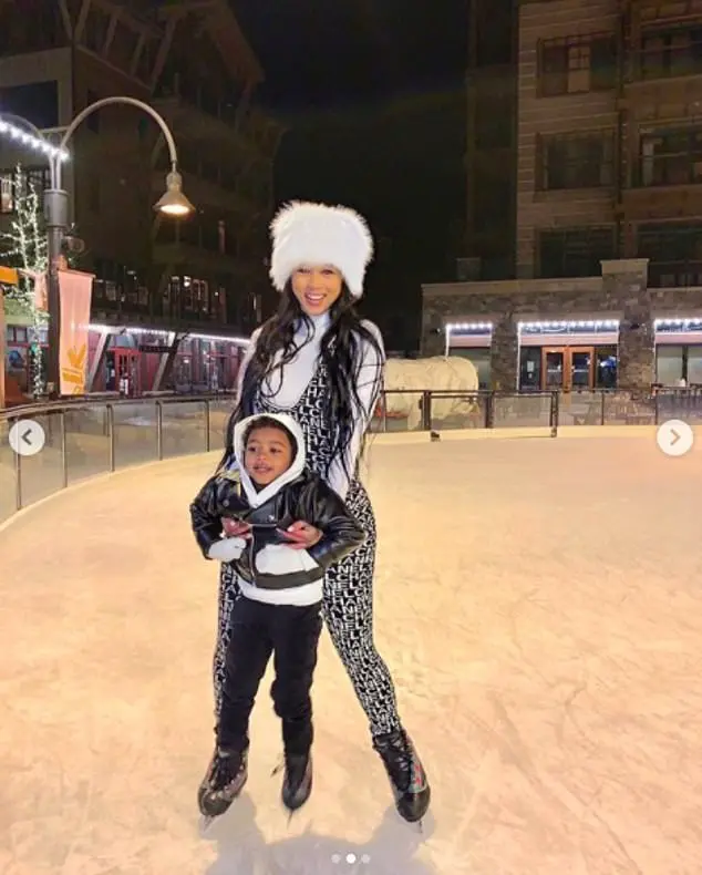 Memories: A third snap showed them larking around on an ice rink together during winter