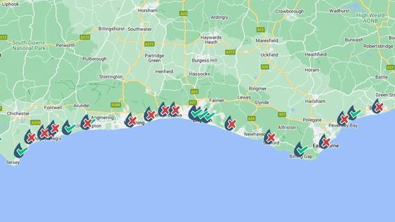 Sewage warnings issued for multiple Sussex beaches as swimmers urged not to go in sea
