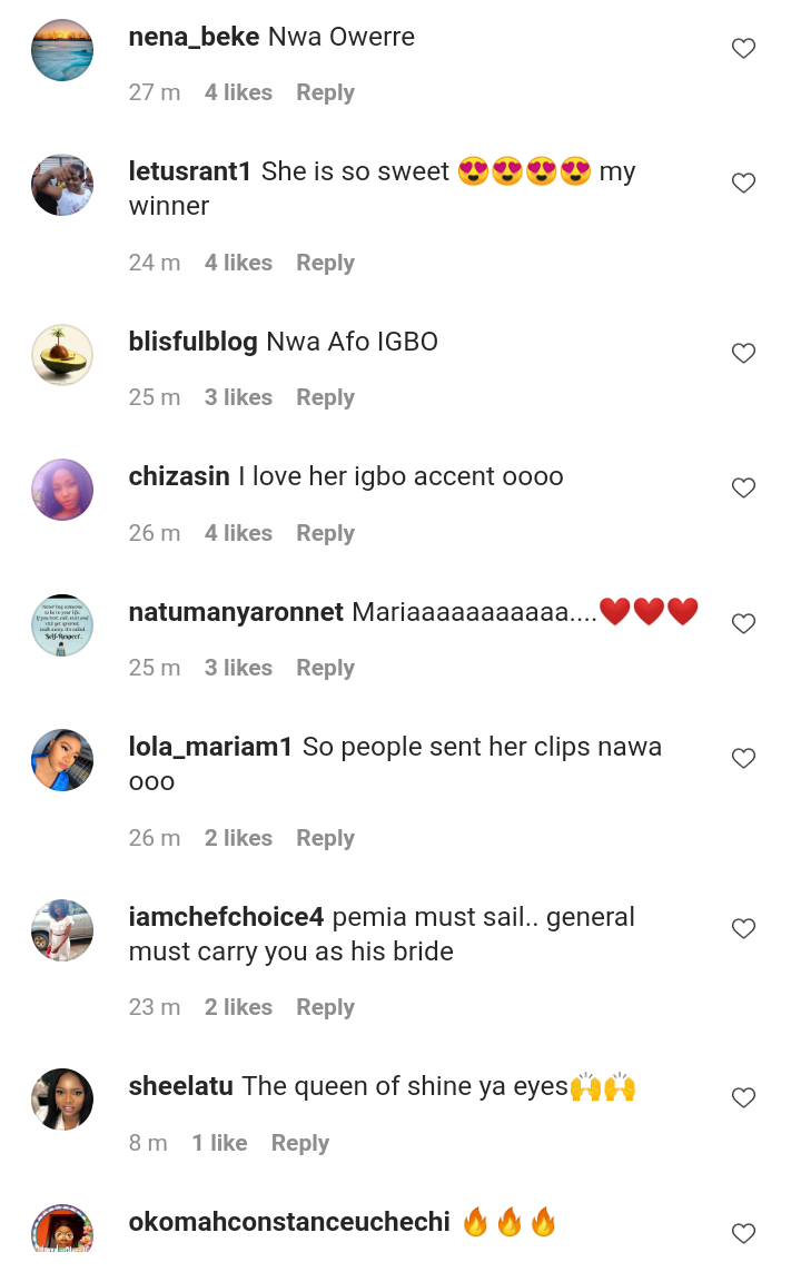 Fans react as Maria shared her experience in BBNaija using her native Igbo dialect