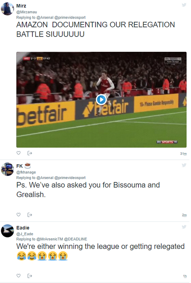 Arsenal Fans Are Excited For Amazon Prime Video S All Or Nothing Documentary Opera News