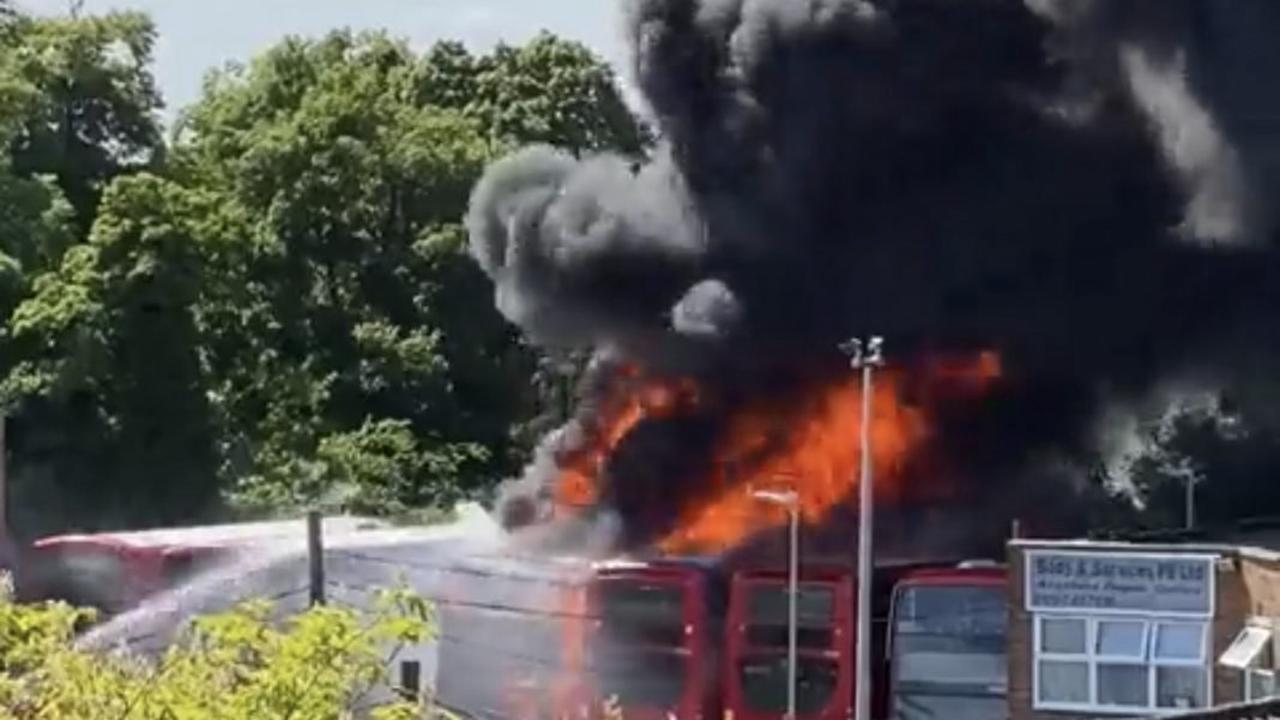 Large fire at bus depot in Potters Bar
