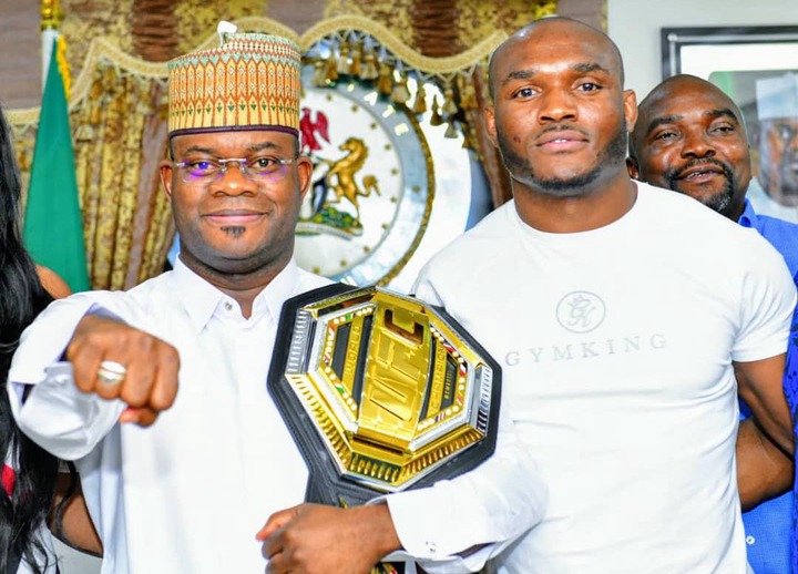 Nigerian UFC star, Kamaru Usman meets Governor Yahaya Bello (Photos)