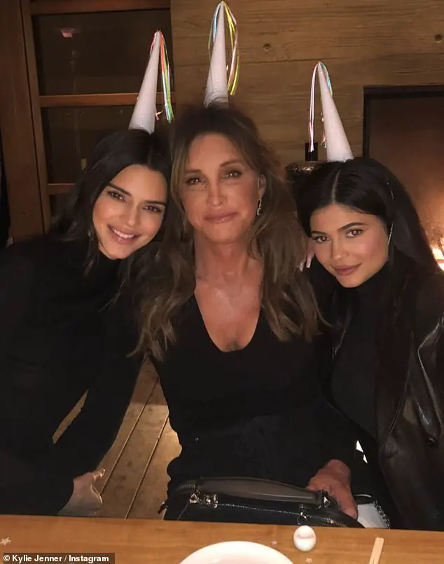 What a night: Jenner was surrounded by a group of her family members this Tuesday at her 70th birthday dinner; seen with Kendall and Kylie
