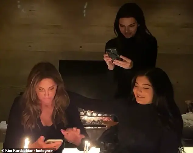 Quality time: Caitlyn was joined by her daughters Kylie (right) and Kendall Jenner (second from right), son Brandon Jenner and stepdaughters Kourtney and Kim Kardashian