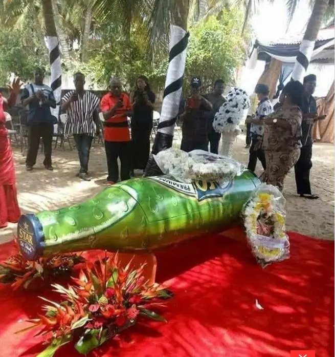 Beer-bottle-shaped coffin