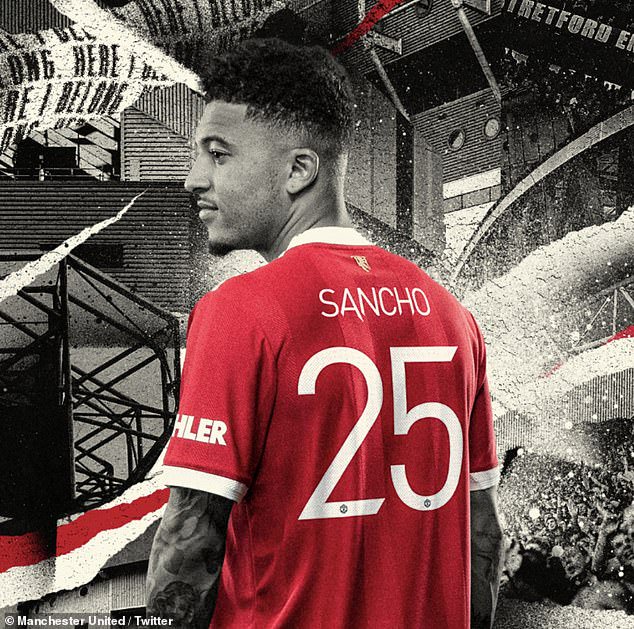 Manchester United confirm that Jadon Sancho will wear the No 25 shirt after  his £73m