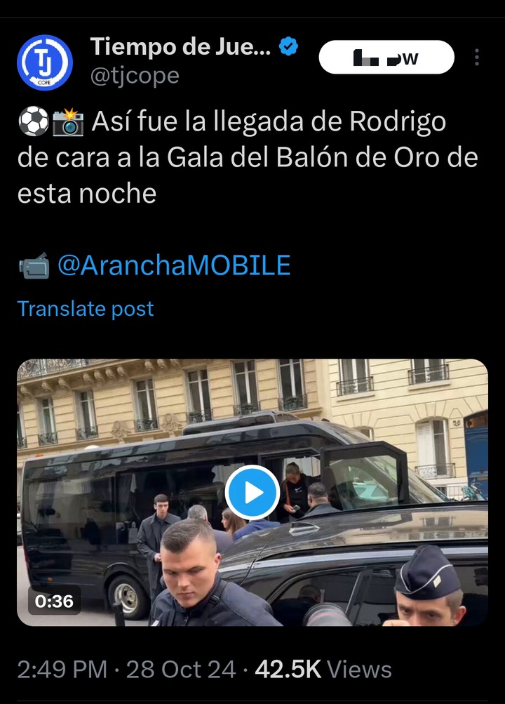 VIDEO: Rodri Arrives in Paris as Anticipation Builds for 2024 Ballon d'Or Ceremony