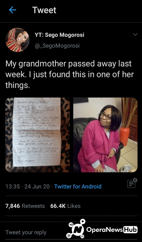 Une femme de 70 ans écrit une dernière lettre à Dieu avant de mourir