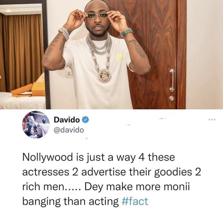 They make more money [showing their bodies] than acting - Davido shades Nollywood ladies