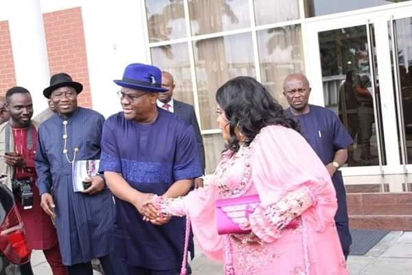 Gov. Wike Receives Goodluck Jonathan And Mama Peace In Rivers