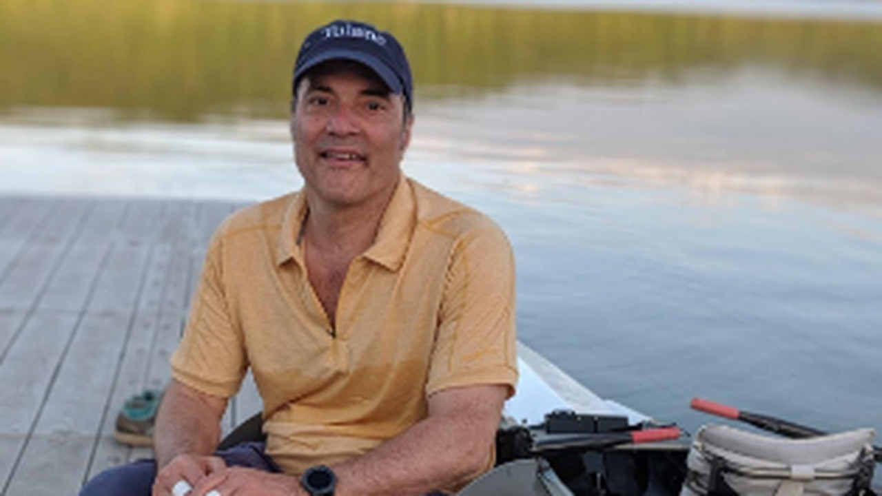 Ron Gold with his adaptive boat after rowing at Rockland Lake in New York