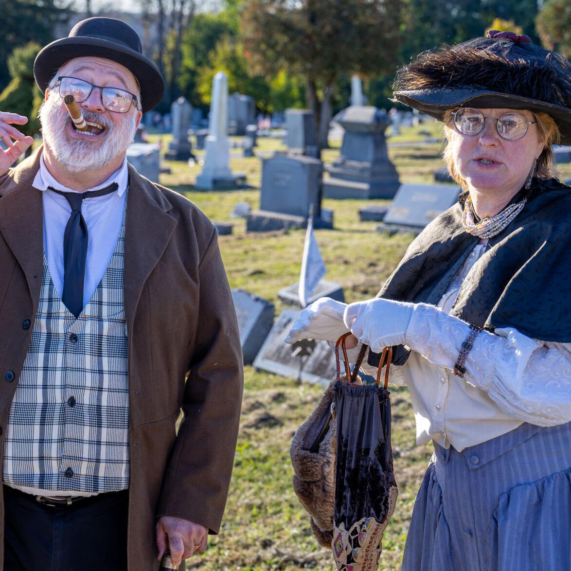 Fergusons portray the Atkinsons at Blairsville UGRR Twilight Cemetery Tour