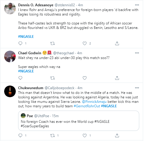 Nigerians react after Super Eagles threw away four-goal lead to draw 4-4 with Sierra Leone in AFCON qualifying match?