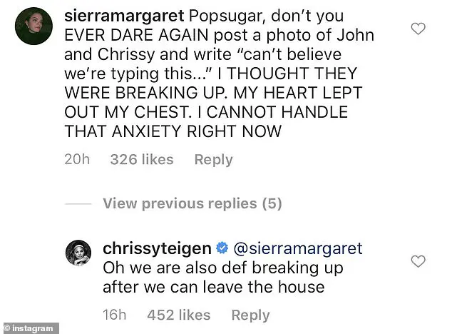 Quarantine is getting to her! In true Chrissy fashion, the model chimed in with a hilarious quip